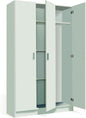 White Melamine 3-Door Broom Cupboard L109xH180xD37