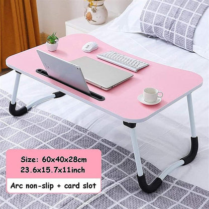 Faltbarer Betttisch Tablett Frühstück Lese- und Schreibtisch Laptop-Tisch Holz Rosa