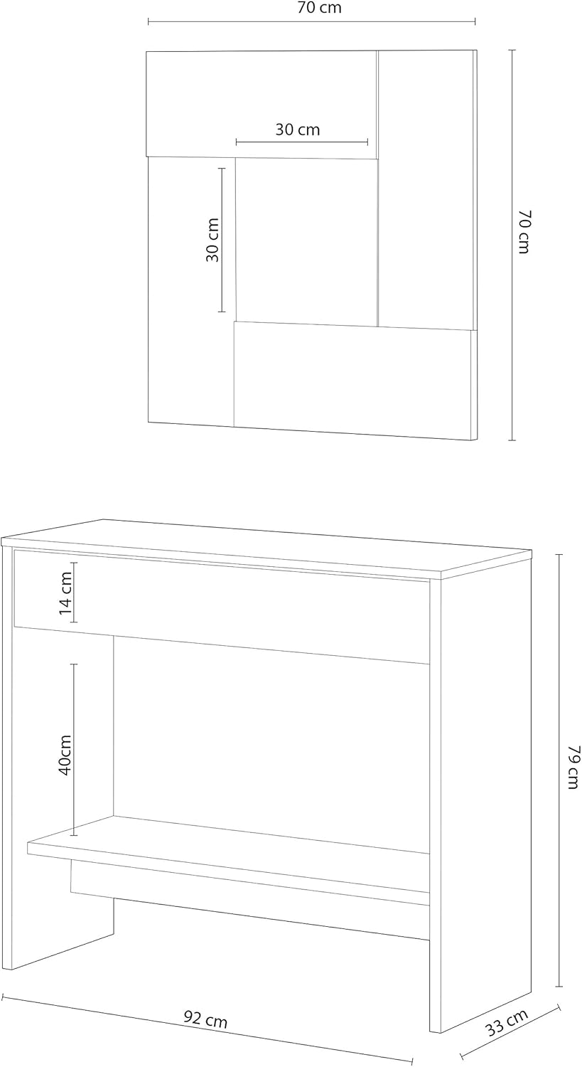 Mobile Ingresso con Cassetto e Specchio Oxys Rovere e Ossido