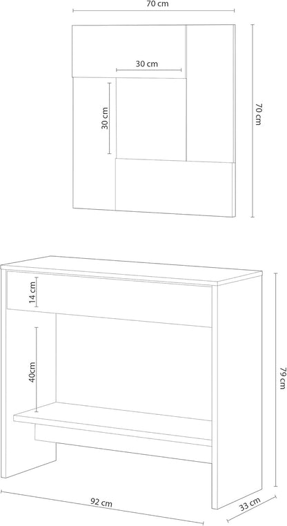 Mobile Ingresso con Cassetto e Specchio Oxys Rovere e Ossido