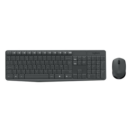 Logitech Kit Tastiera + Mouse Ottico Wireless Nero 3 Pulsanti MK235 Combo Pc Usb