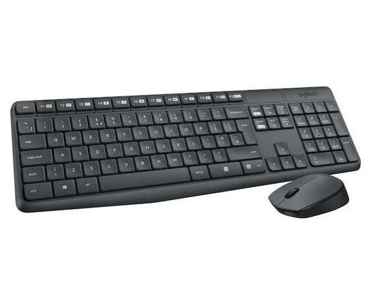 Logitech Kit Tastiera + Mouse Ottico Wireless Nero 3 Pulsanti MK235 Combo Pc Usb