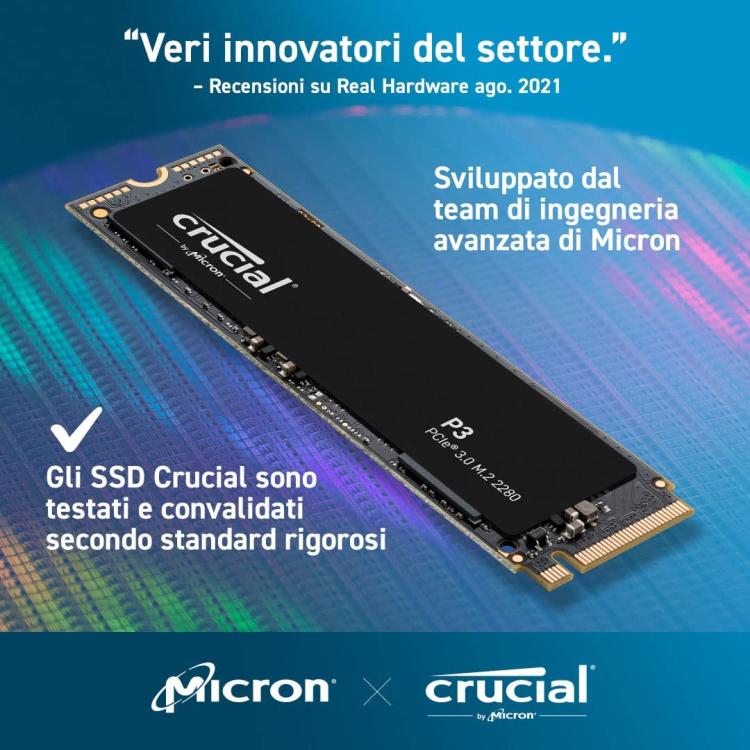 CRUCIAL P3 SSD INTERN 500GB M2 2280 P3 NVME NVMe Interner SPEICHER PS5 / PC