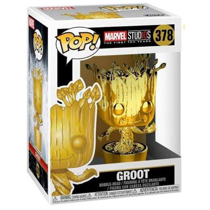 Funko Pop! Marvel Studios The First Ten Years (378) Groot "Gold Chrome" Figur