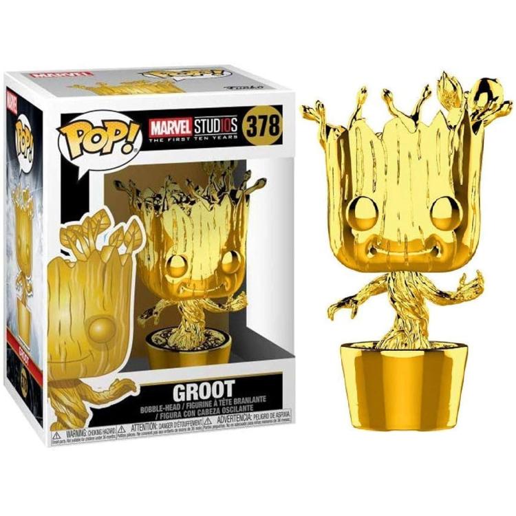Funko Pop! Marvel Studios The First Ten Years (378) Groot "Gold Chrome" Figur