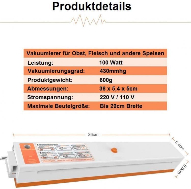 Professionelle Vakuummaschine Beutelversiegelung Lebensmittelverpackung + Rolle