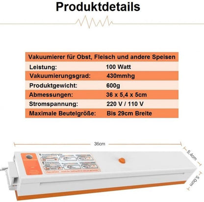 Professionelle Vakuummaschine Beutelversiegelung Lebensmittelverpackung + Rolle