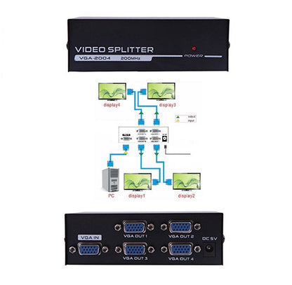 VGA Switch Splitter 4-Porten-Ausgang 200MHz Monitor PC Umschalter LED