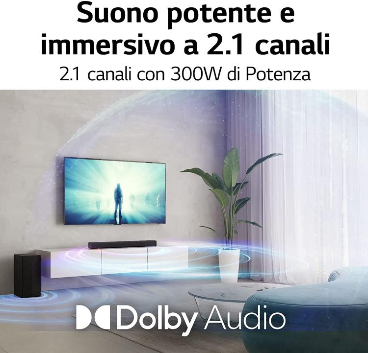 Lg Soundbar S40Q 300W Bluetooth TV Subwoofer 2.1 Wireless Dolbyd Spotify Schwarz