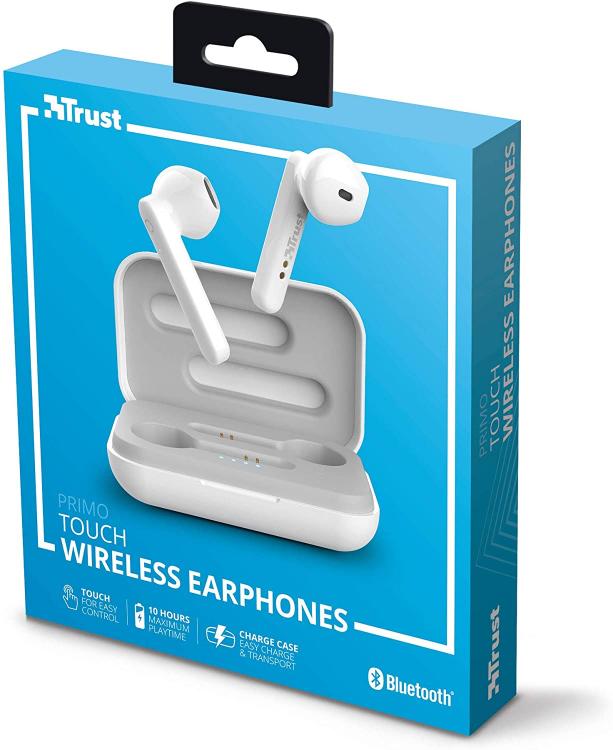 Trust Primo Touch Kabellose Bluetooth In-Ear-Kopfhörer, Weiß