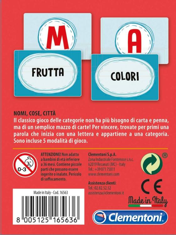 Clementoni Namen Dinge Städte Deluxe Gesellschaftsspiel Italienisch Pocket 7+