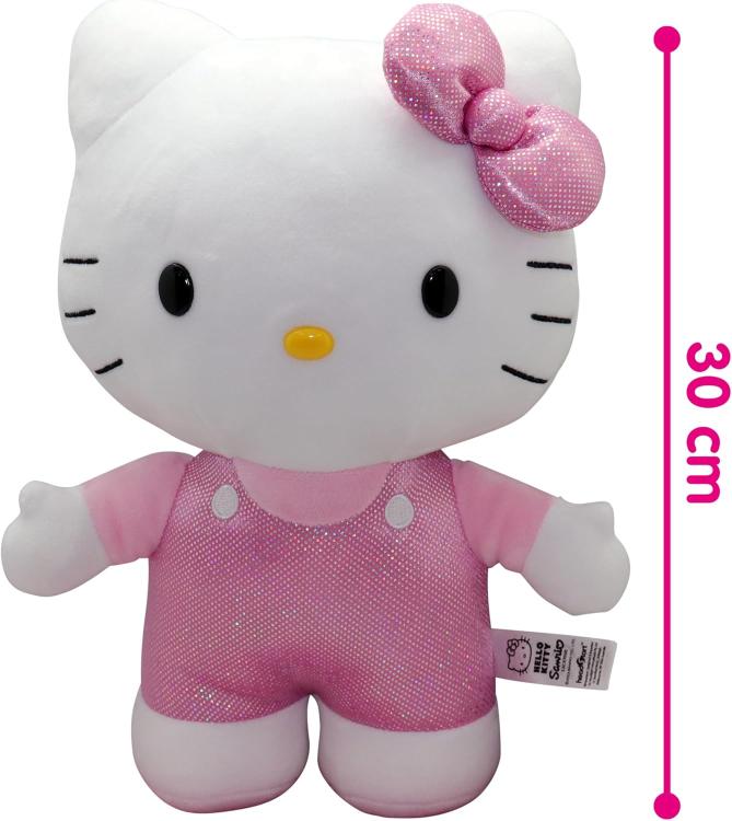 Hello Kitty Plüschtier, Satinkleid Rosa, 30 cm, weiches Kuscheltier, Kollektion Plh1075