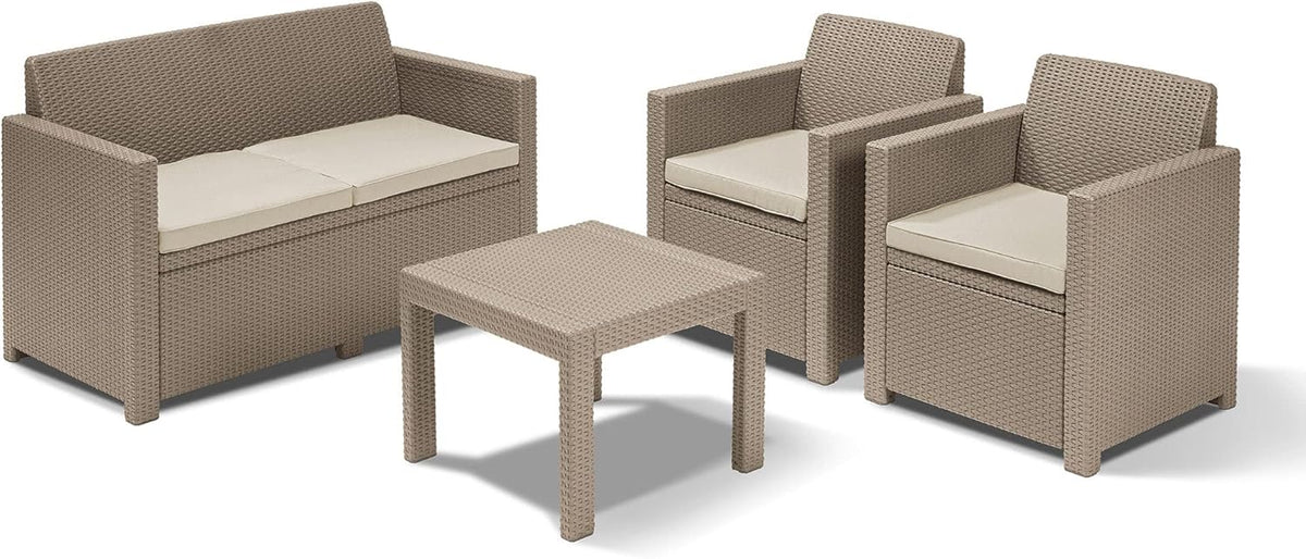 Alabama Cappuccino Lounge Set with Sand-Colored Cushions
