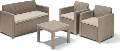 Alabama Cappuccino Lounge Set with Sand-Colored Cushions