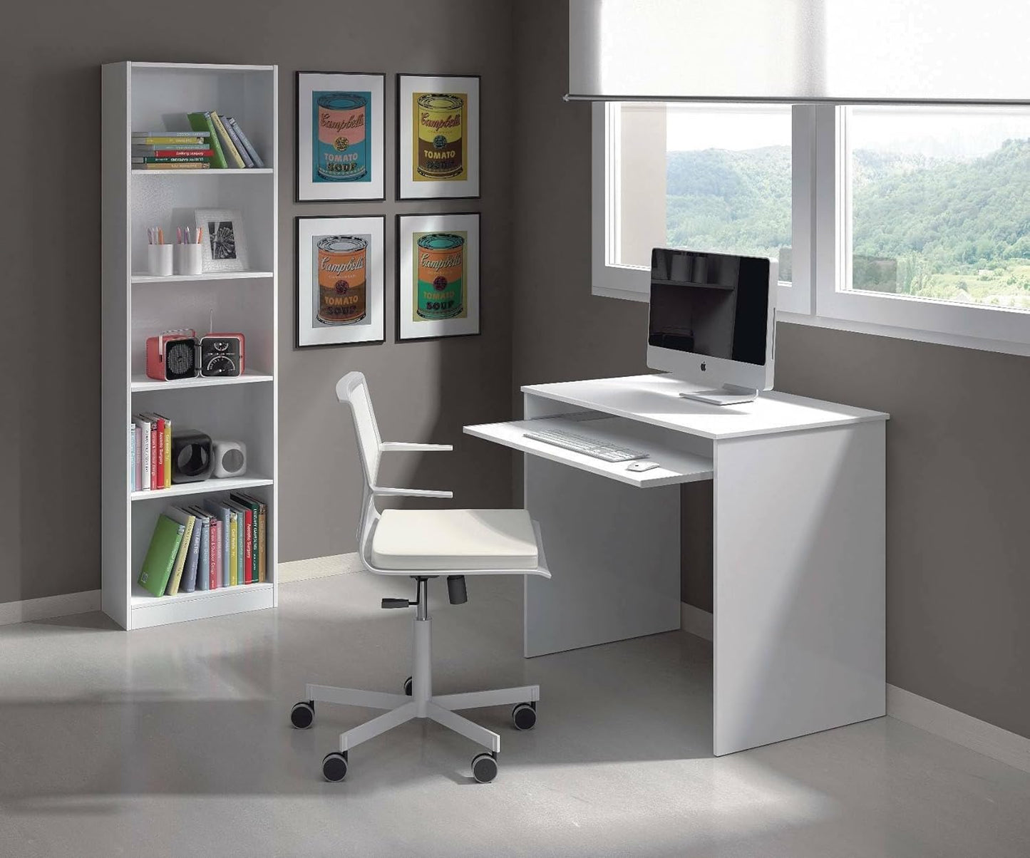 Scrittoio con piano estraibile bianco 90x54x79h