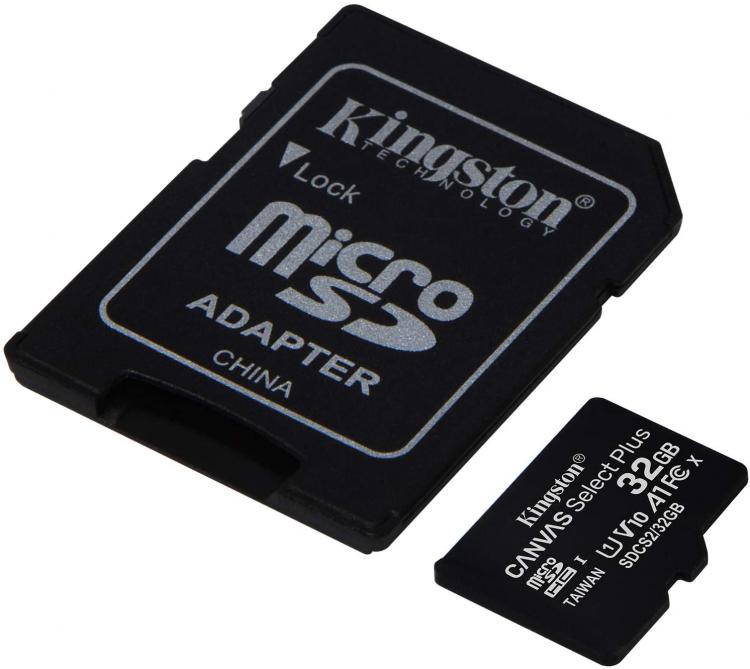 Kingston Micro SD 32 GB + Adapter Canvas Plus SDCS2 32 GB Klasse 10 100 MB/s