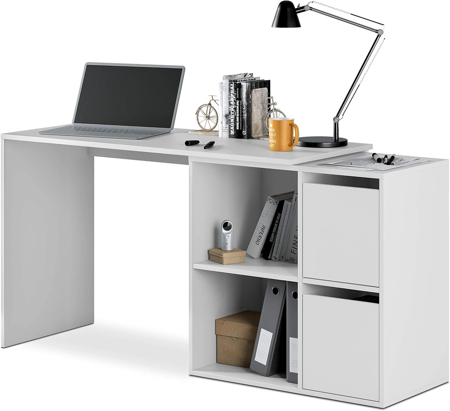 Scrittoio reversibile bianco pluriposizione - 120x49x78 cm regolabile