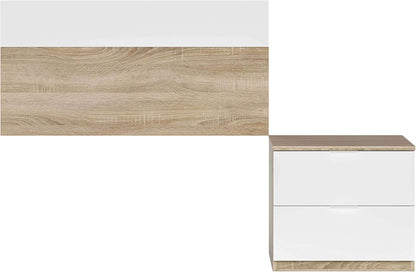 Testiera per letto singolo e comodino Rovere Canadian - Bianco Artik