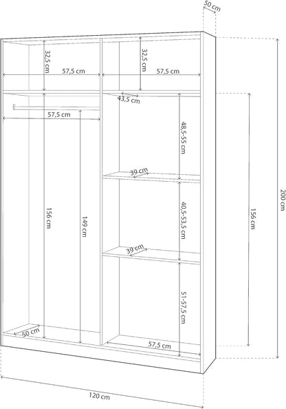 Armadio Bianco con 2 Ante Scorrevoli 120x50x200h