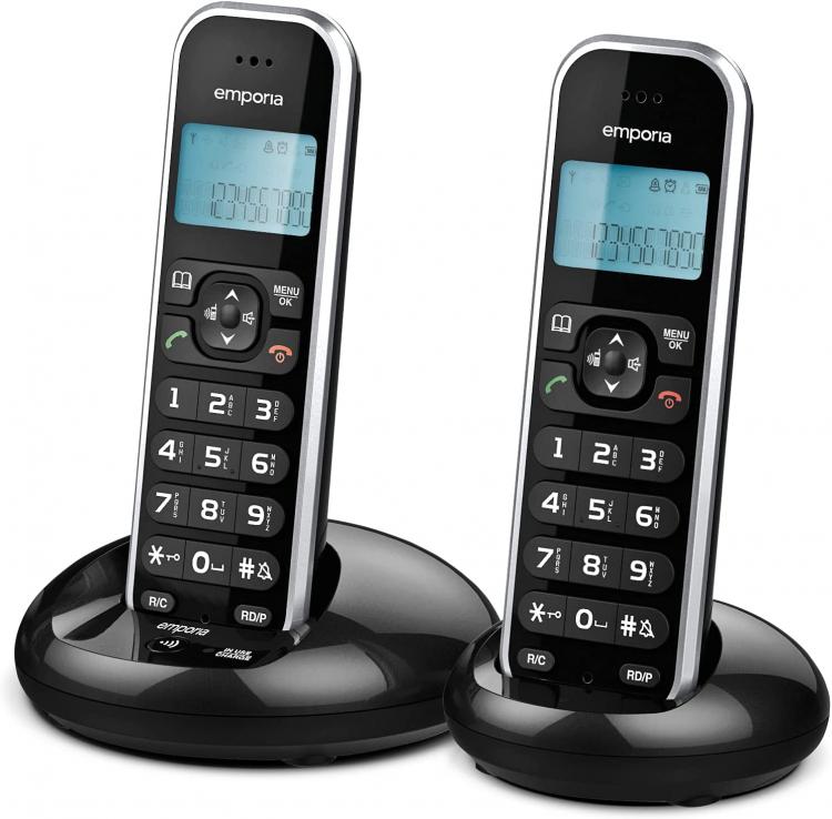 Schnurloses Telefon Emporia FB85 Twin Schwarz Paar Telefone Zuhause Büro Wireless