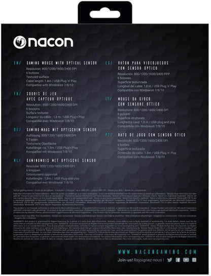Nacon Gaming Maus Optisch Kabelgebunden GM-110 Schwarz 6 Tasten Windows PC Konsole Spiel