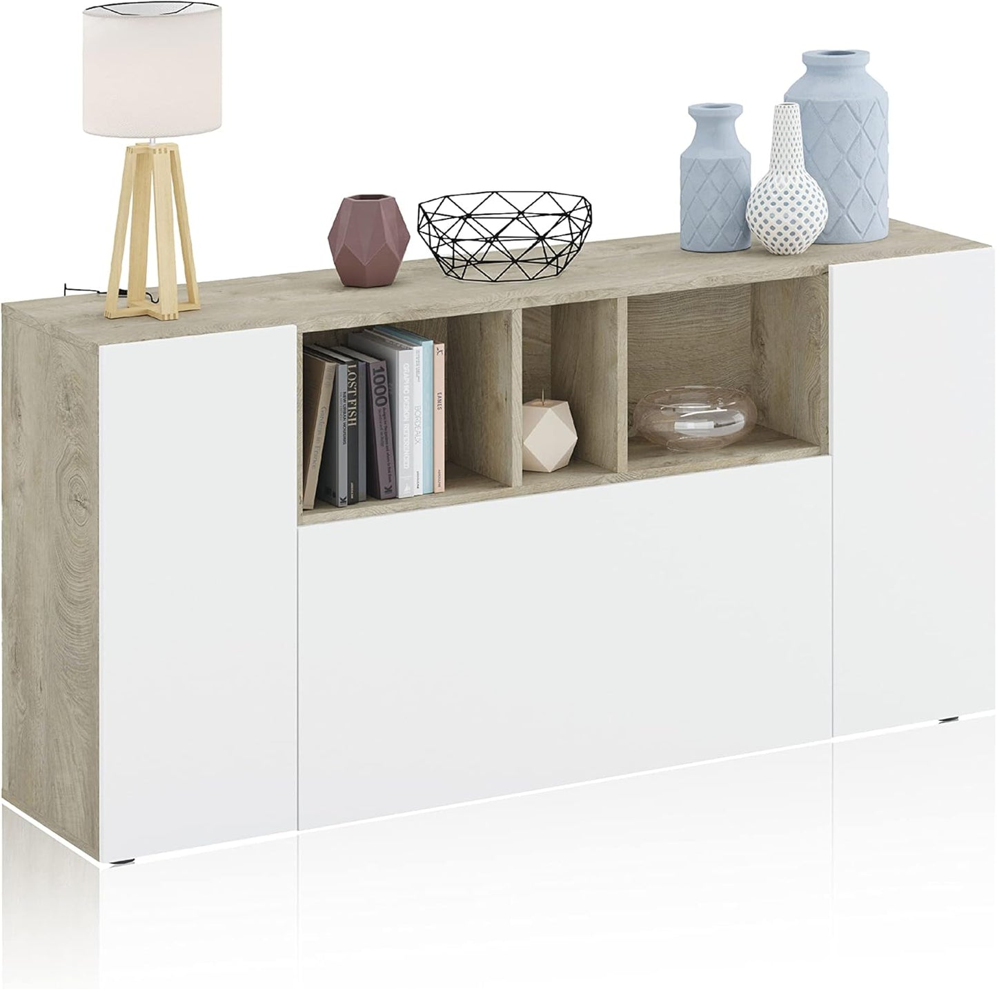 Credenza nordica Loira in rovere Alaska e bianco – Moderna e funzionale