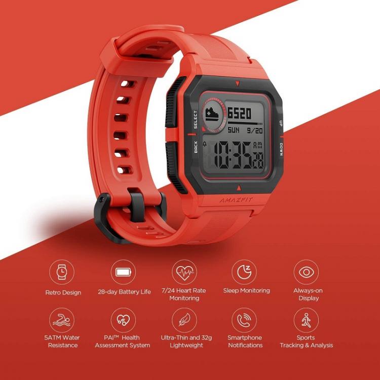 Smartwatch Amazfit Neo Fitness Sport Digitalanzeige Wasserdicht Rot