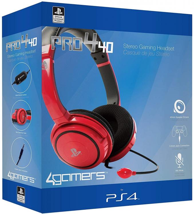 SONY HEADSET 4GAMERS PS4 PRO4 10 STEREO GAMING HEADSET PLAYSTATION 4 ROT