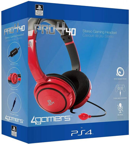 SONY HEADSET 4GAMERS PS4 PRO4 10 STEREO GAMING HEADSET PLAYSTATION 4 ROT