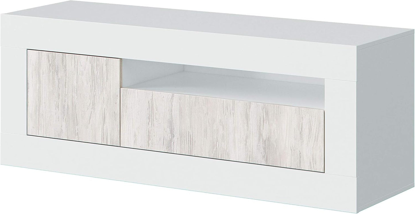 TV-Möbel Baltik weiß – 139x42x53 cm mit 3 Türen und Kabelloch