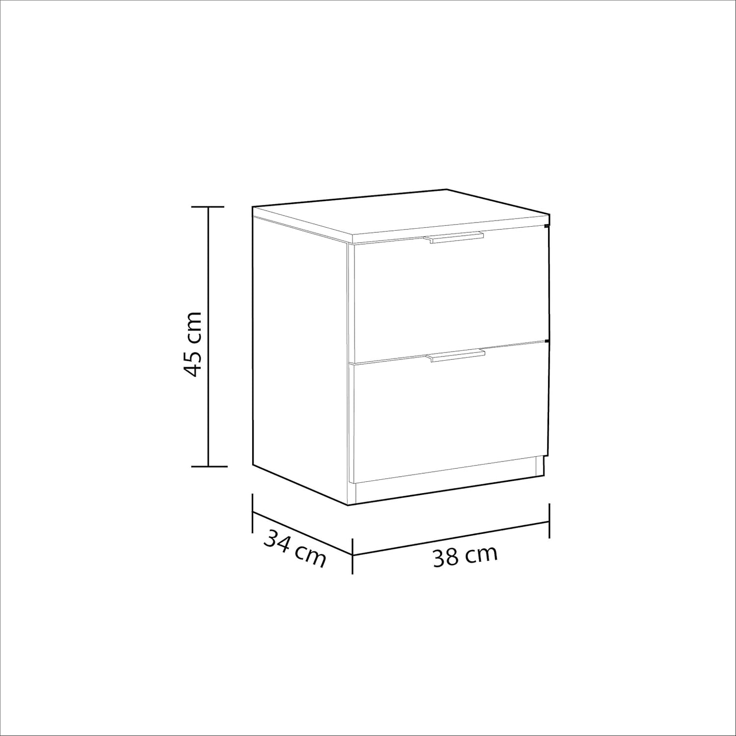 Comodino 2 Cassetti 38x34x45h rovere