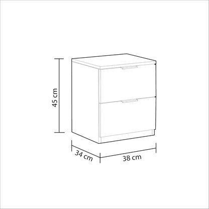 Comodino 2 Cassetti 38x34x45h rovere