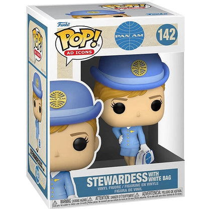 Funko Pop Icons Pan Am 142 Stewardess With White Bag Vinyl Figure Fliight Hostes