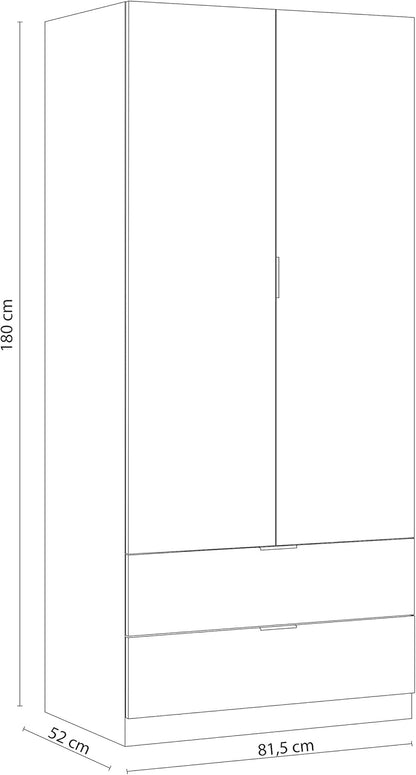 Armadio 2 ante e 2 cassetti bianco artik e rovere Canadian 81x52x180h