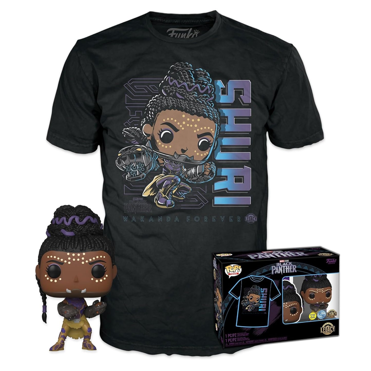 Funko Pop! & Tee: Marvel - Black Panther Shuri - Large (L) - T-Shirt - Vinyl-Sammelfigur