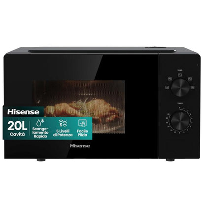 Hisense Mikrowelle Grill 20L 1100+700W Mechanische Steuerung Schwarz H20Mobp1H