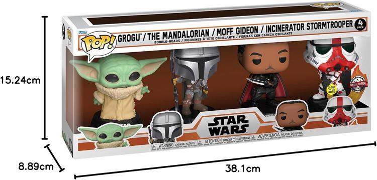 Funko Pop! Star Wars Grogu-Mandalorian-Moff Gideon-Incinerator Stormtrooper- 4er-Pack