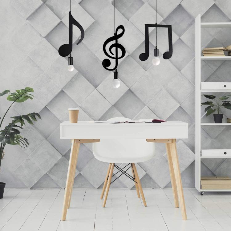 Lampadario A Sospensione Portalampada Nero Led A Nota Musicale Moderno E27 B01N1