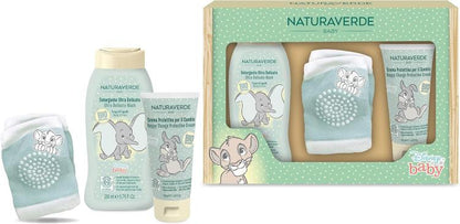 Naturaverde Disney Baby Geschenkset mit 200 ml Reinigungsgel, 100 ml Creme und Knieschoner