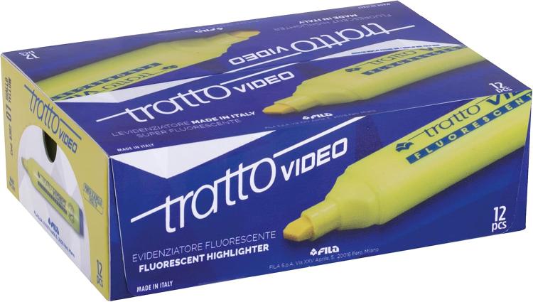 PACK 12 PCS FLUORESCENT HIGHLIGHTER TRATTO VIDEO YELLOW OFFICE MARKER PEN PC