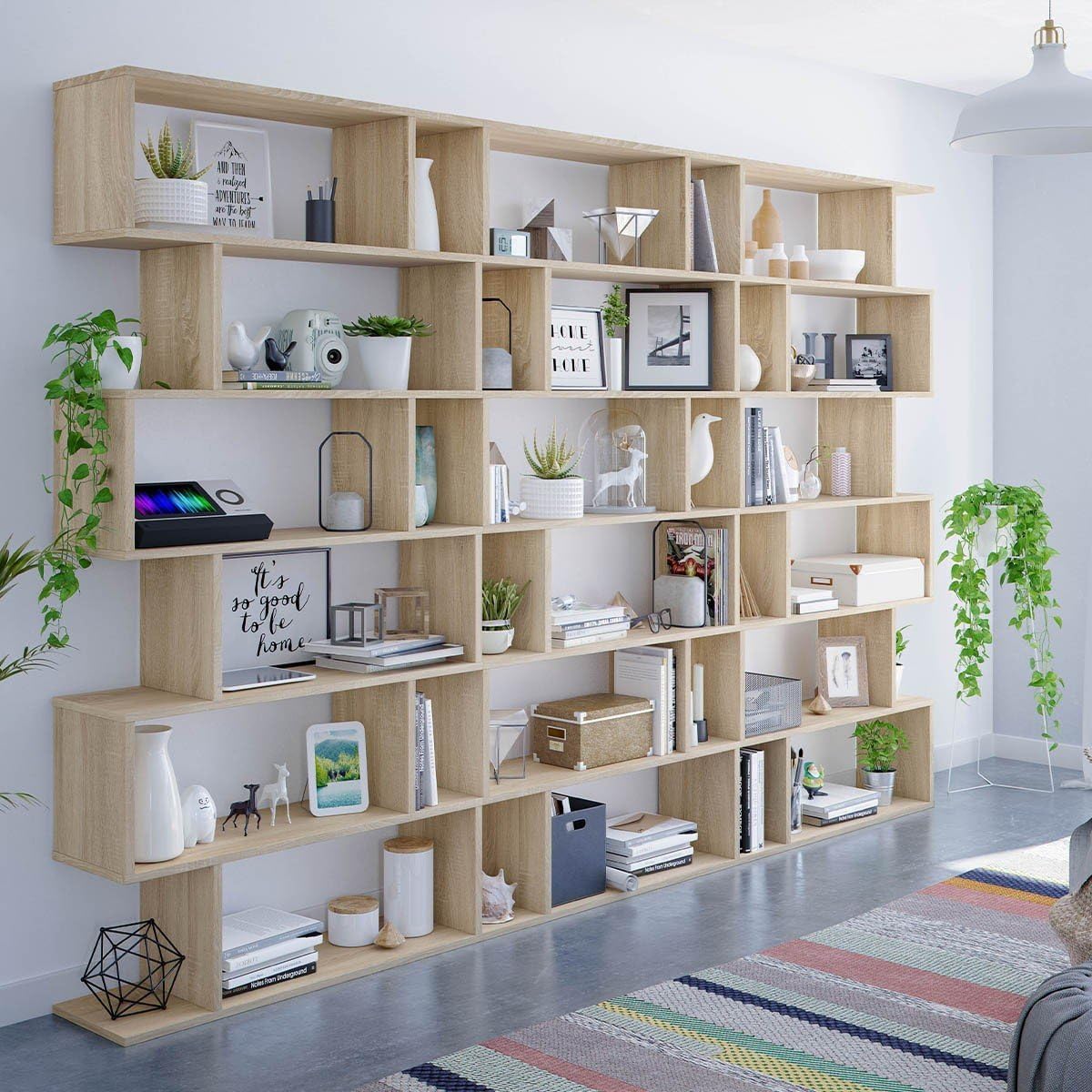 Hohes modulares Bücherregal "Athena" 6 Fächer Eiche Canadian 192 cm