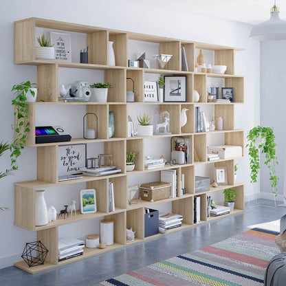 Hohes modulares Bücherregal "Athena" 6 Fächer Eiche Canadian 192 cm