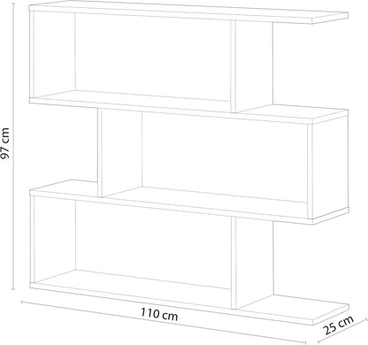 Libreria alta Athena a zig zag 110 cm colore cemento moderna