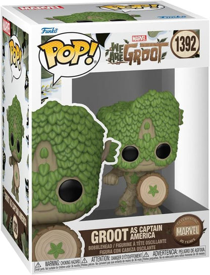Funko Pop ! Marvel Groot As Captain America - (1392) Statuetta Vinyl Figure 9Cm