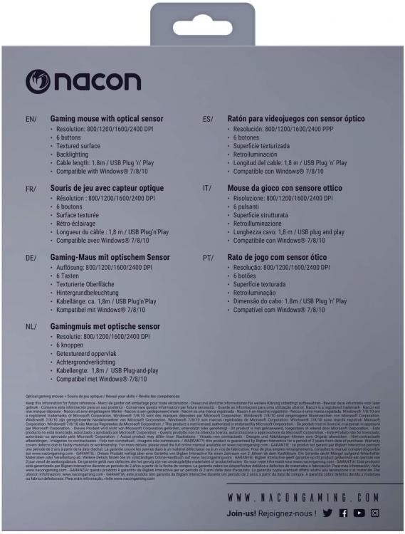 Nacon Gaming Optische Maus Kabelgebunden Gm-110 Rot 6 Tasten Windows Pc Konsole Spiel