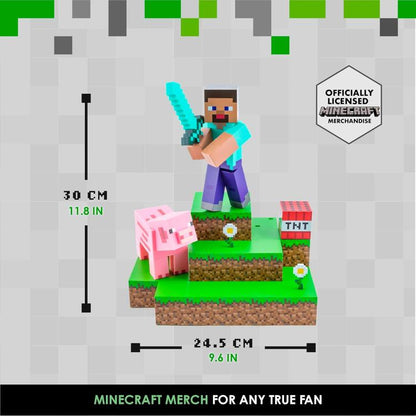 Paladone Lampada Minecraft Figura Steve Diorama Light 30Cm Luce Led Da Notte 3D