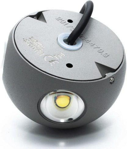 Universo Applique Led Parete Esterno E Interno Lampada Sfera Grigio Caldo 3000K