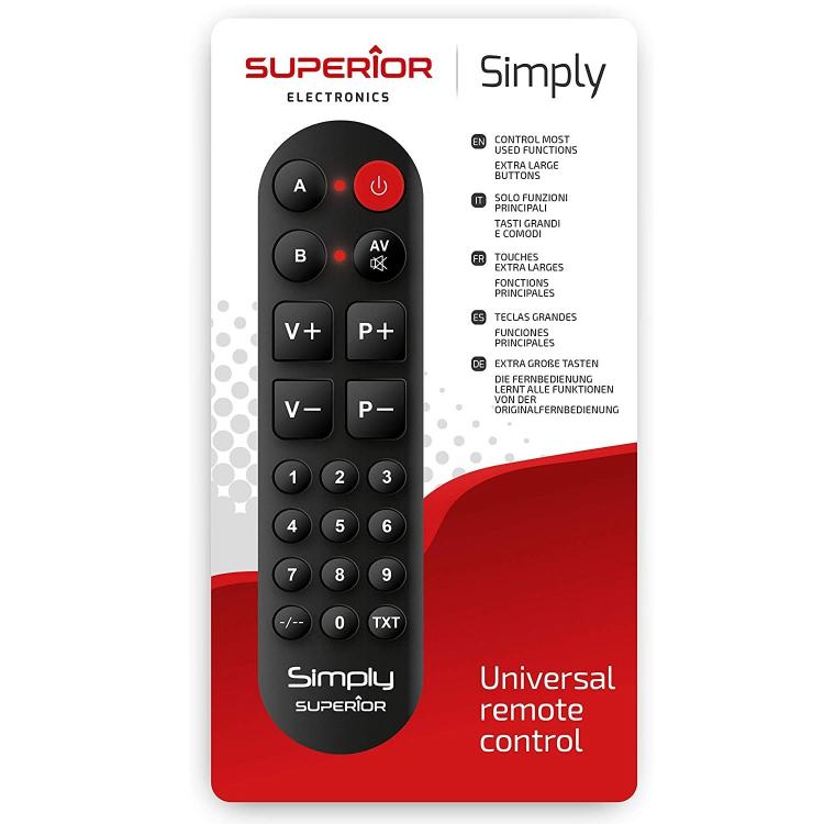 Superior Simply Universal-Fernbedienung für Fernseher mit großen Tasten für Senioren Smart TV