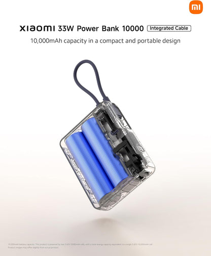 Xiaomi Powerbank 10000MAH 33W Integriertes USB-C-Kabel Schnelles Laden iPhone - Tan