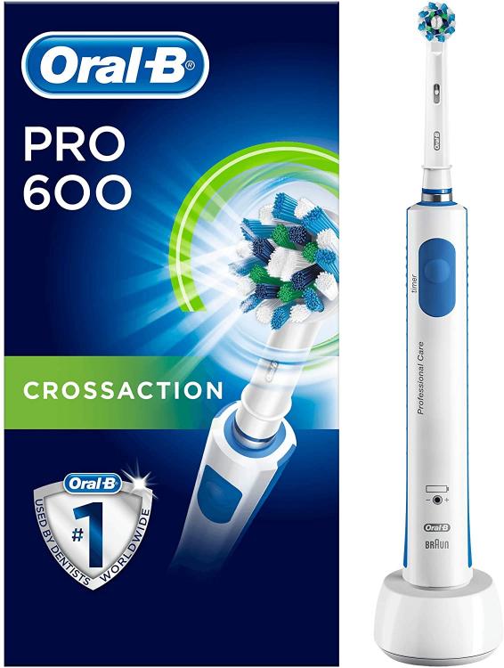Oral-B 600 Pro Crossaction Weiß Elektrische Zahnbürste Wiederaufladbar Zähne